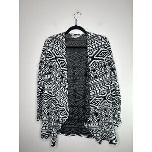 American Eagle Long Cover Up Cardigan Sweater Tribal White Black Size Sm…